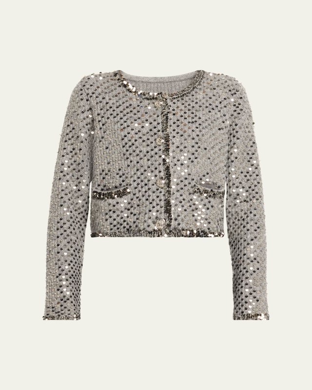Benoit Cropped Sequin Knit Jacket